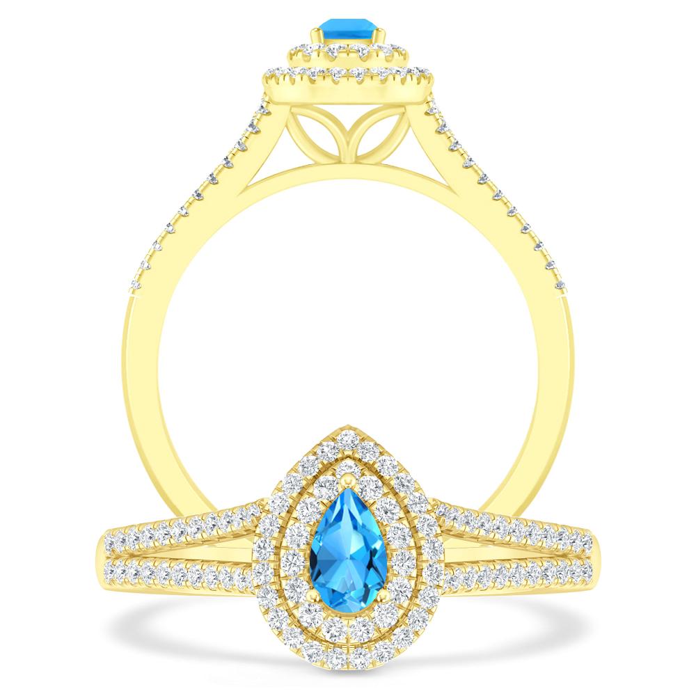 Yellow Gold - Blue Topaz