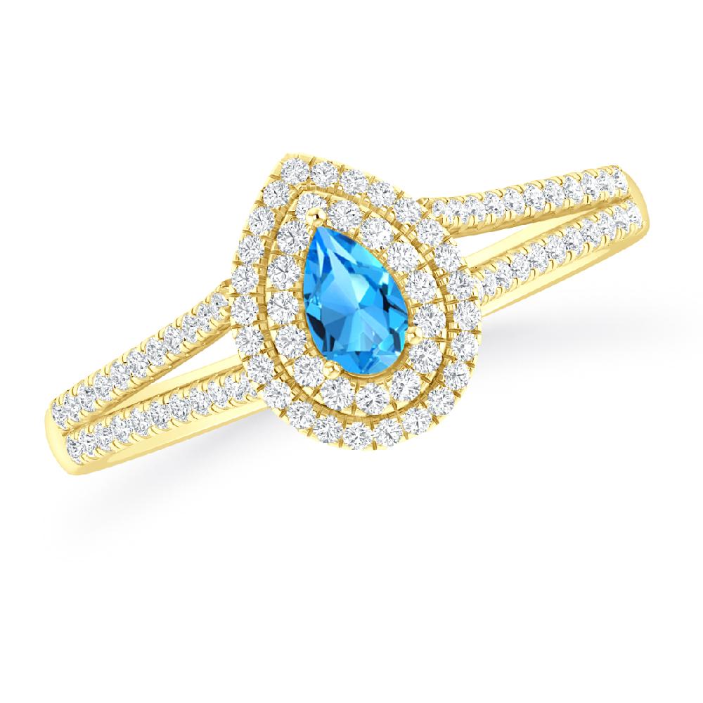 Yellow Gold - Blue Topaz