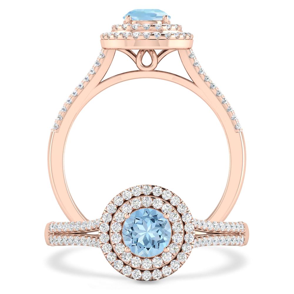 Rose Gold - Aquamarine