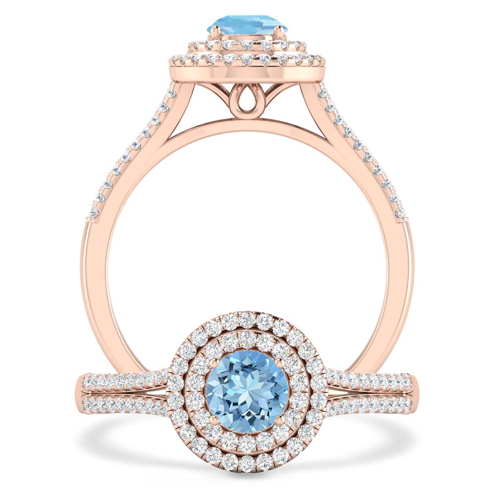 Rose Gold - Aquamarine