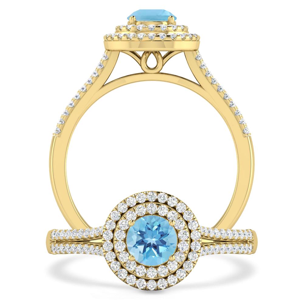 Yellow Gold - Blue Topaz