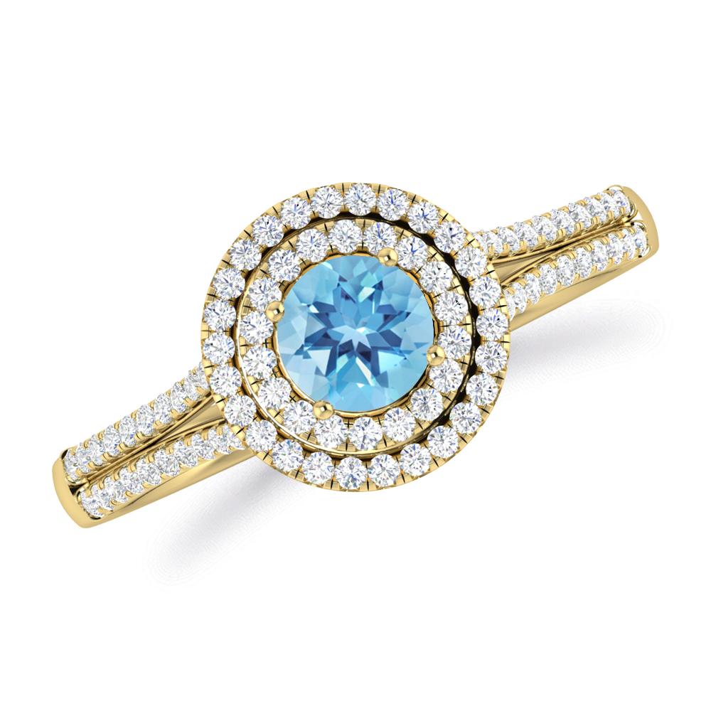 Yellow Gold - Blue Topaz