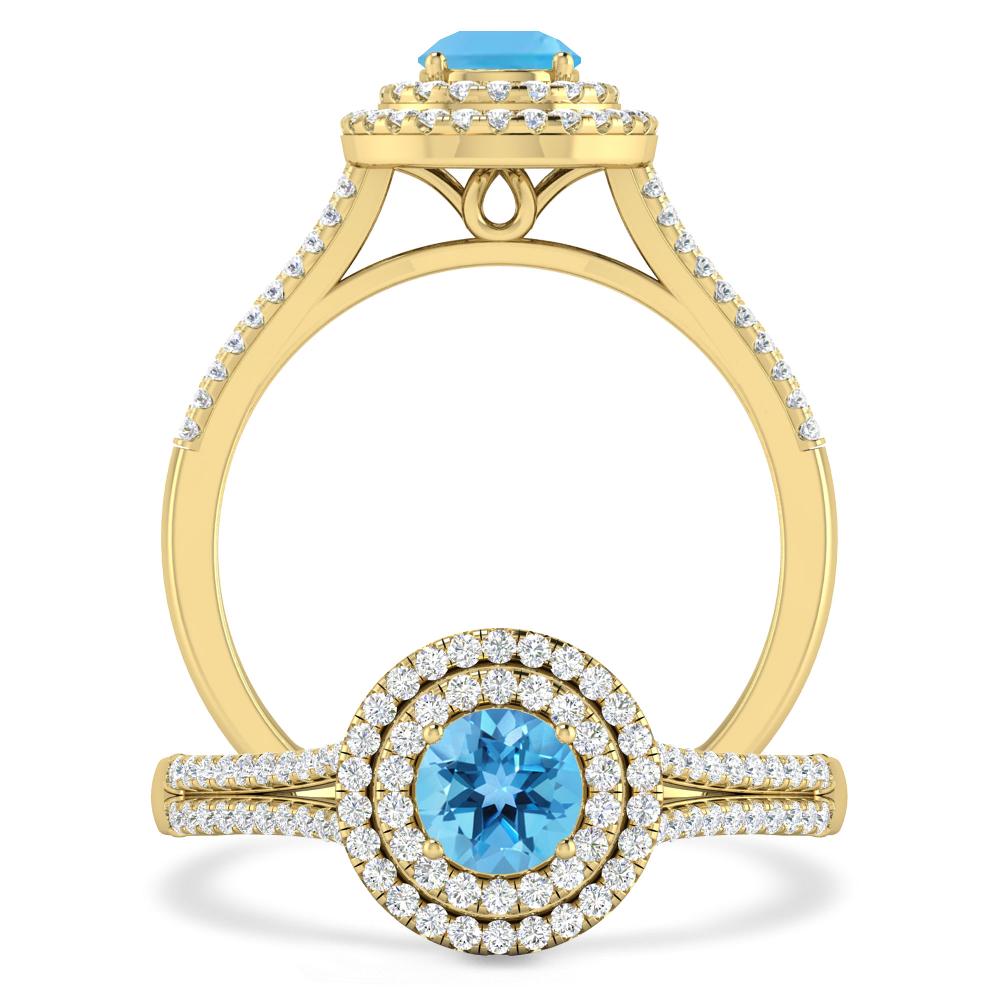 Yellow Gold - Blue Topaz