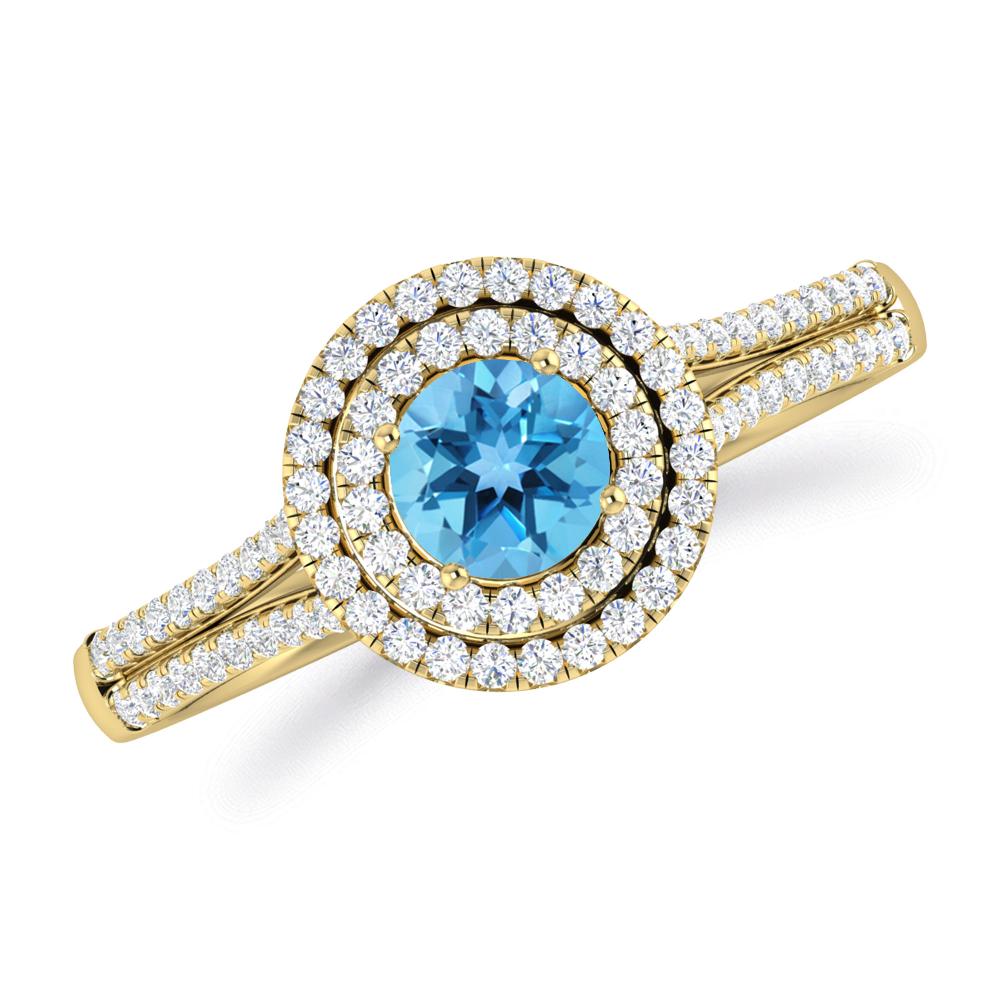 Yellow Gold - Blue Topaz