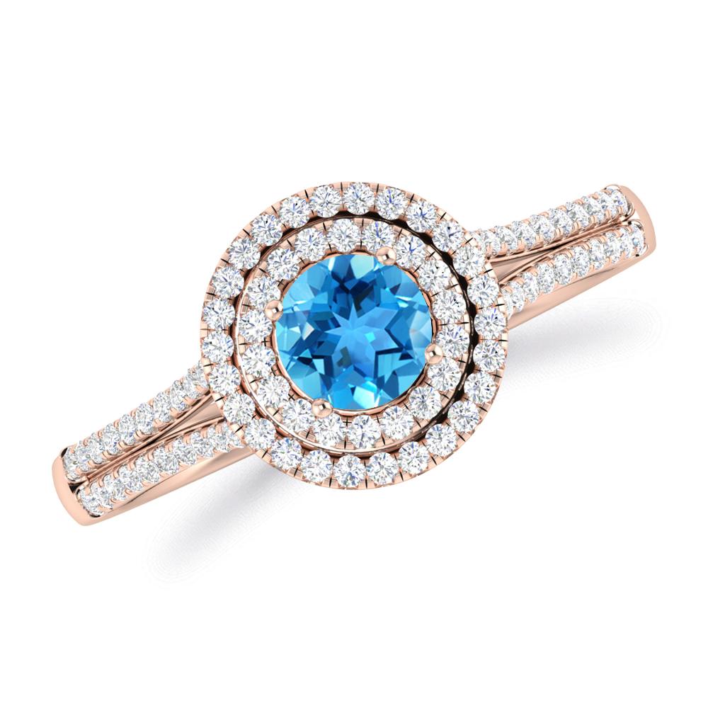 Rose Gold - Blue Topaz