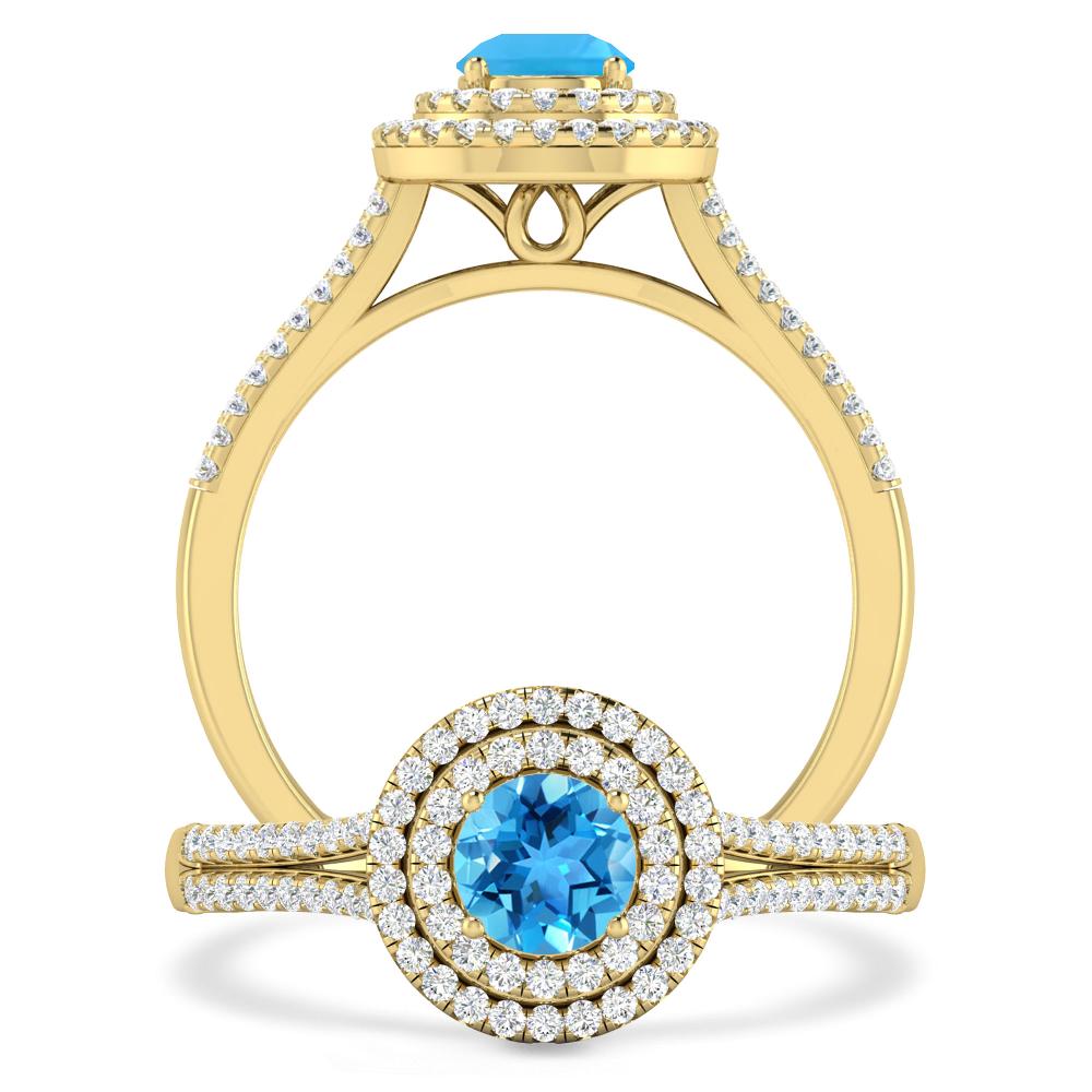 Yellow Gold - Blue Topaz