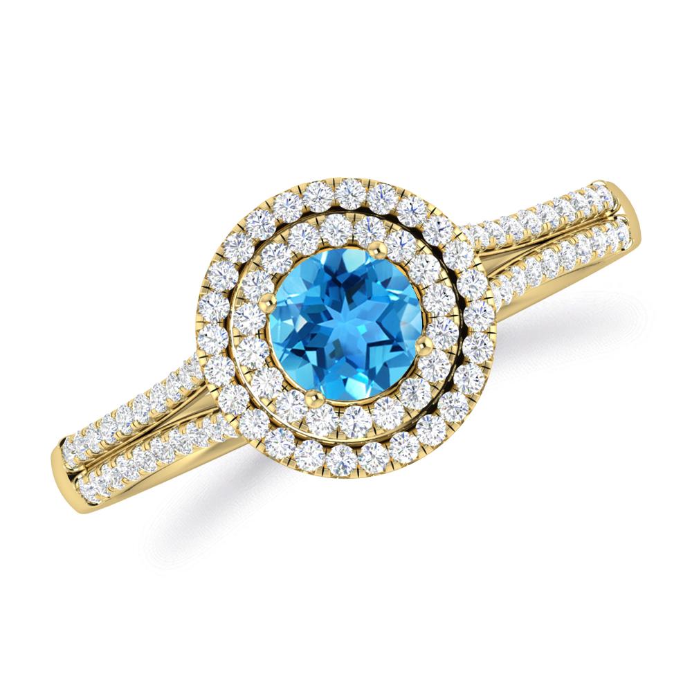 Yellow Gold - Blue Topaz