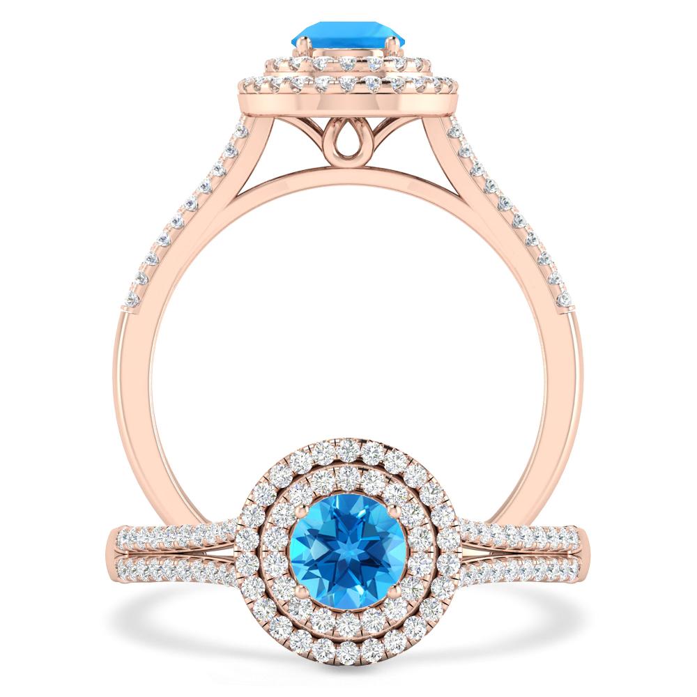 Rose Gold - Blue Topaz