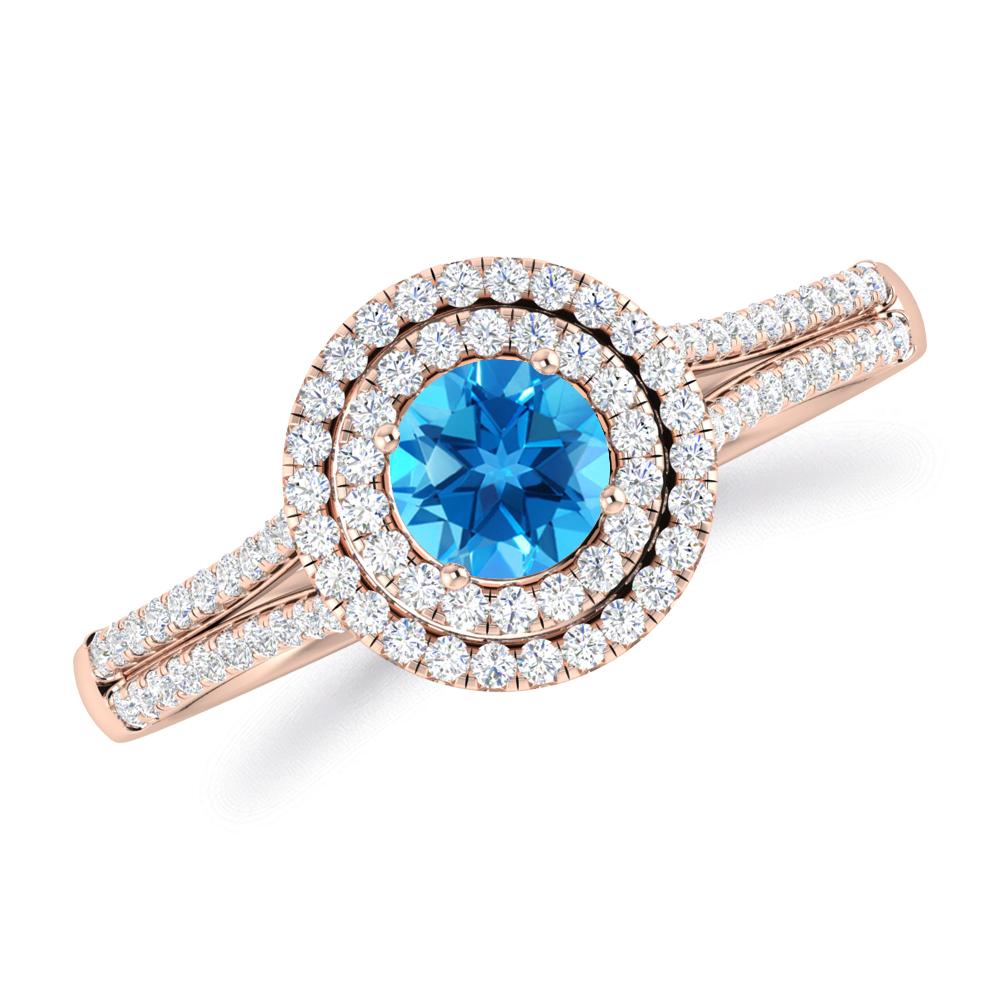 Rose Gold - Blue Topaz