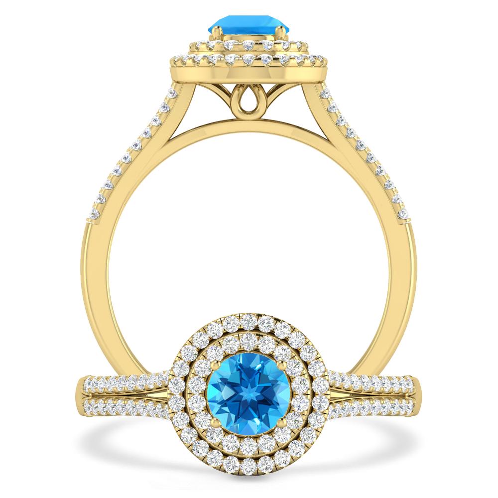 Yellow Gold - Blue Topaz