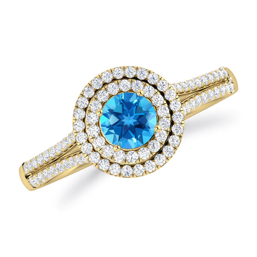 Yellow Gold - Blue Topaz