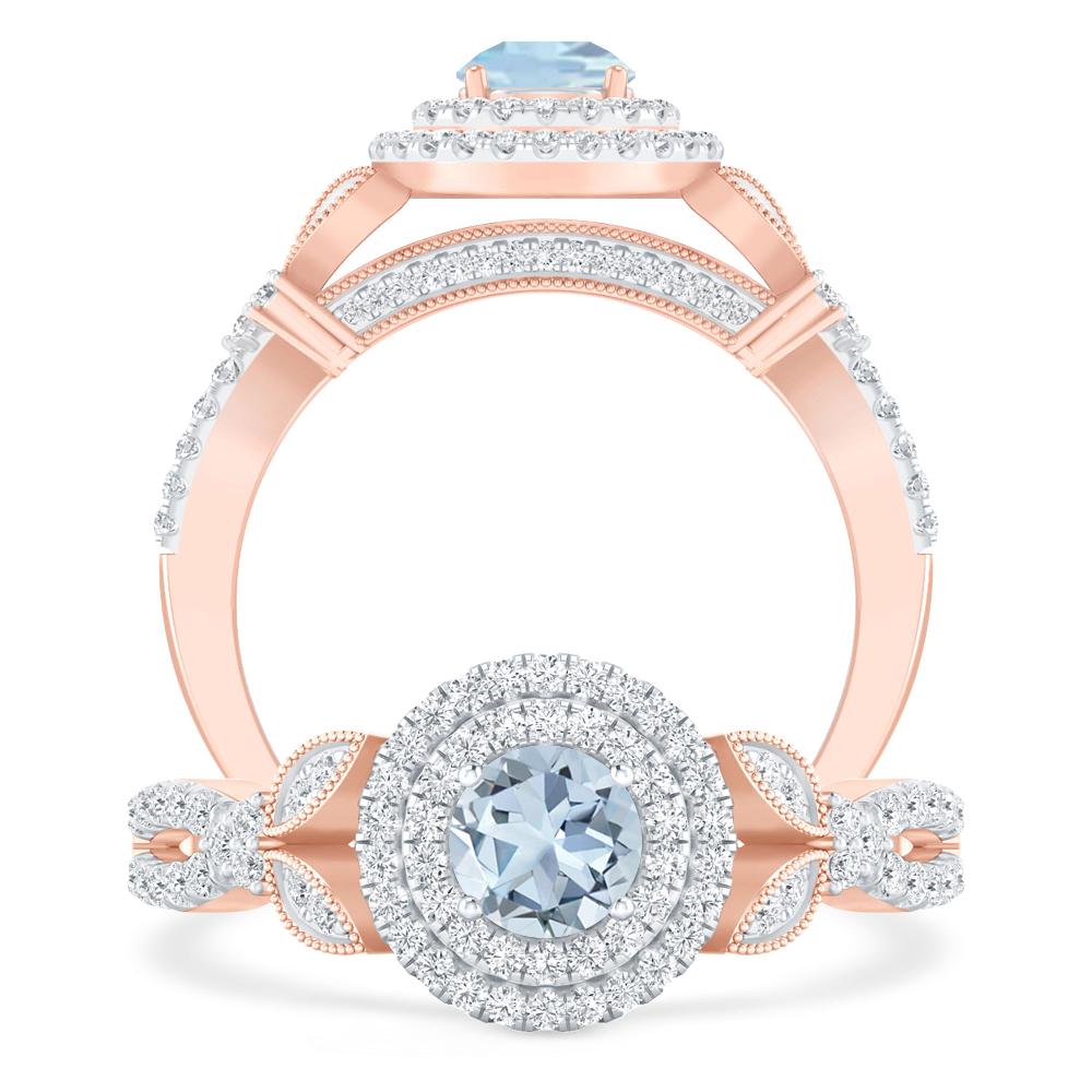 Rose Gold - Aquamarine