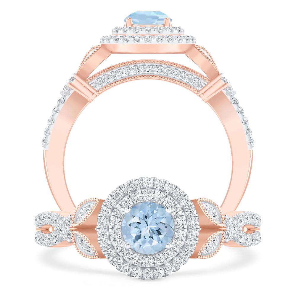 Rose Gold - Aquamarine