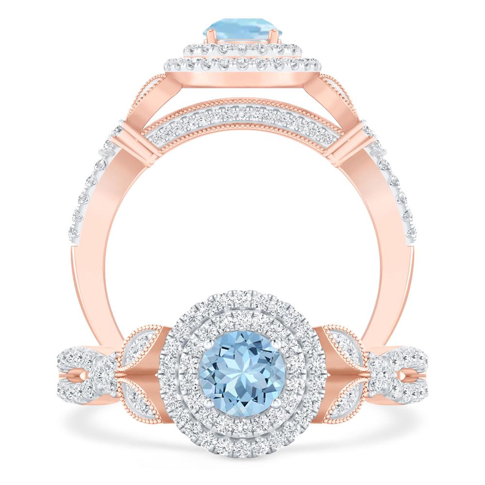 Rose Gold - Aquamarine