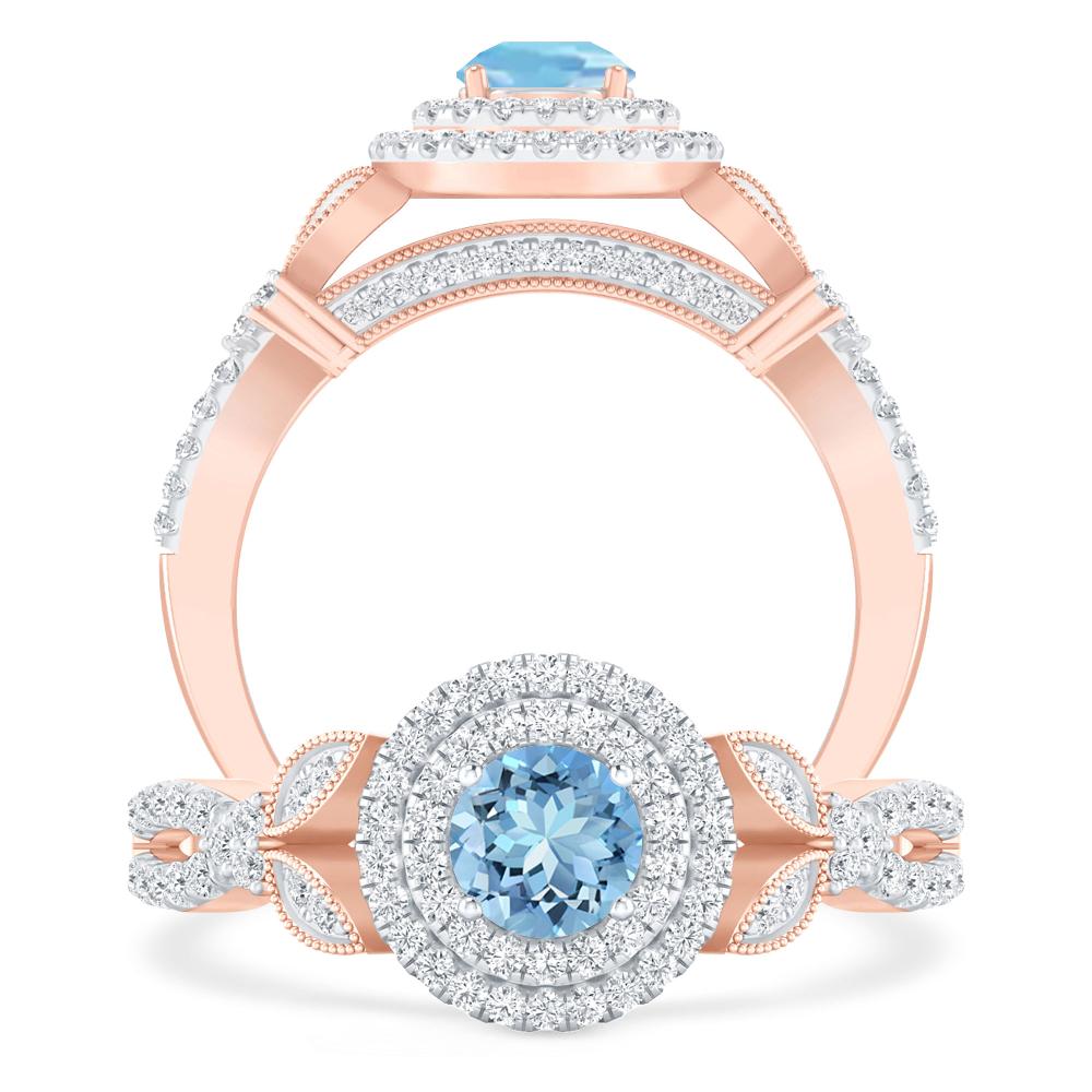 Rose Gold - Aquamarine