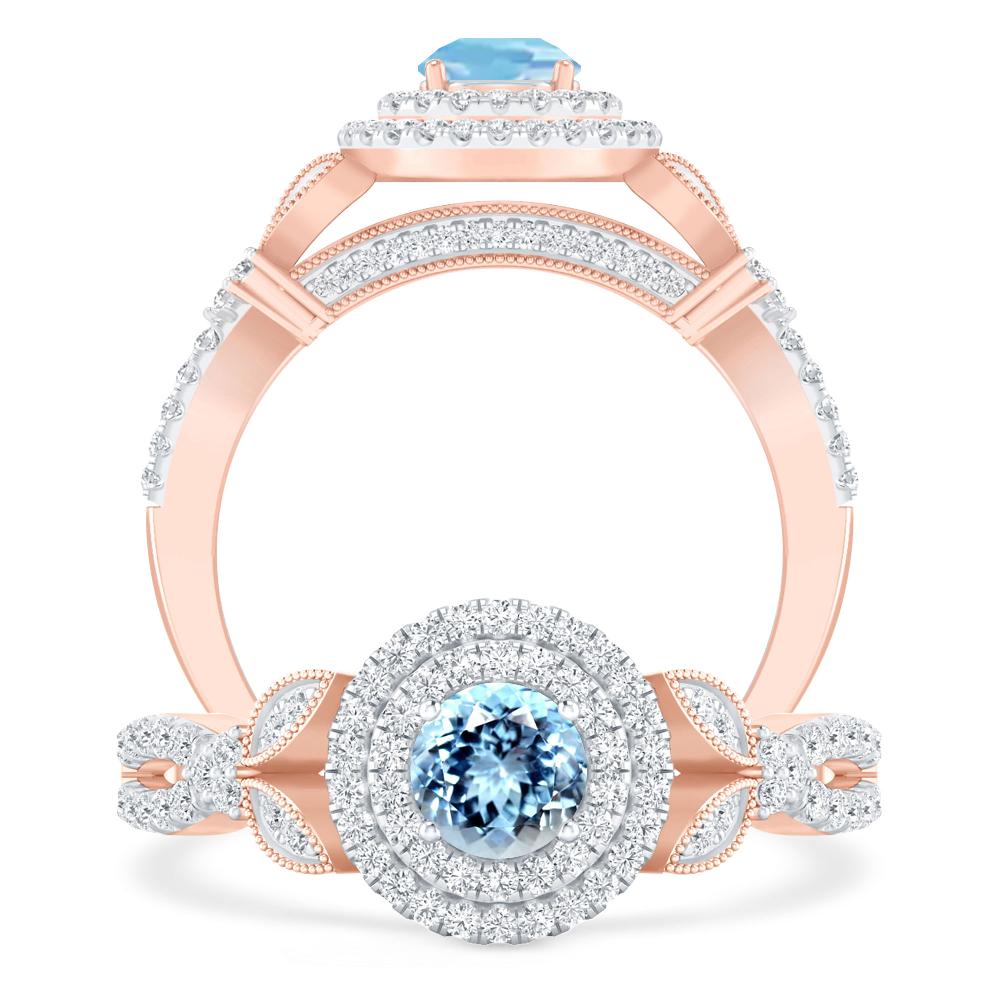 Rose Gold - Aquamarine