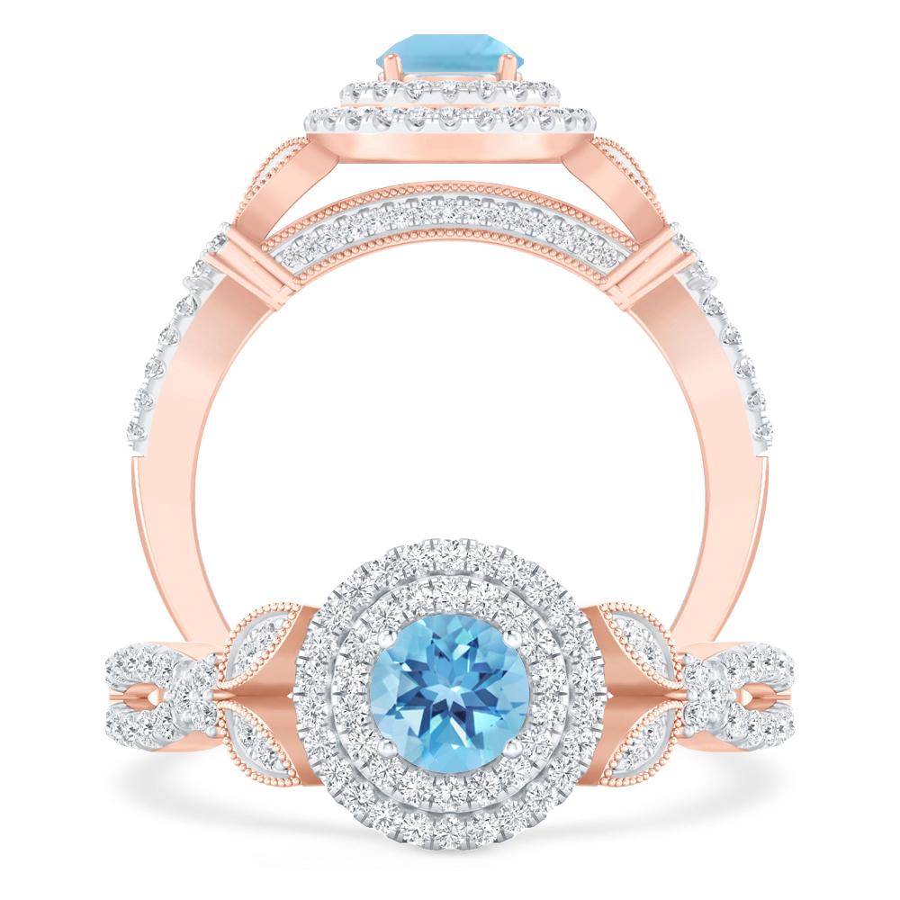 Rose Gold - Blue Topaz