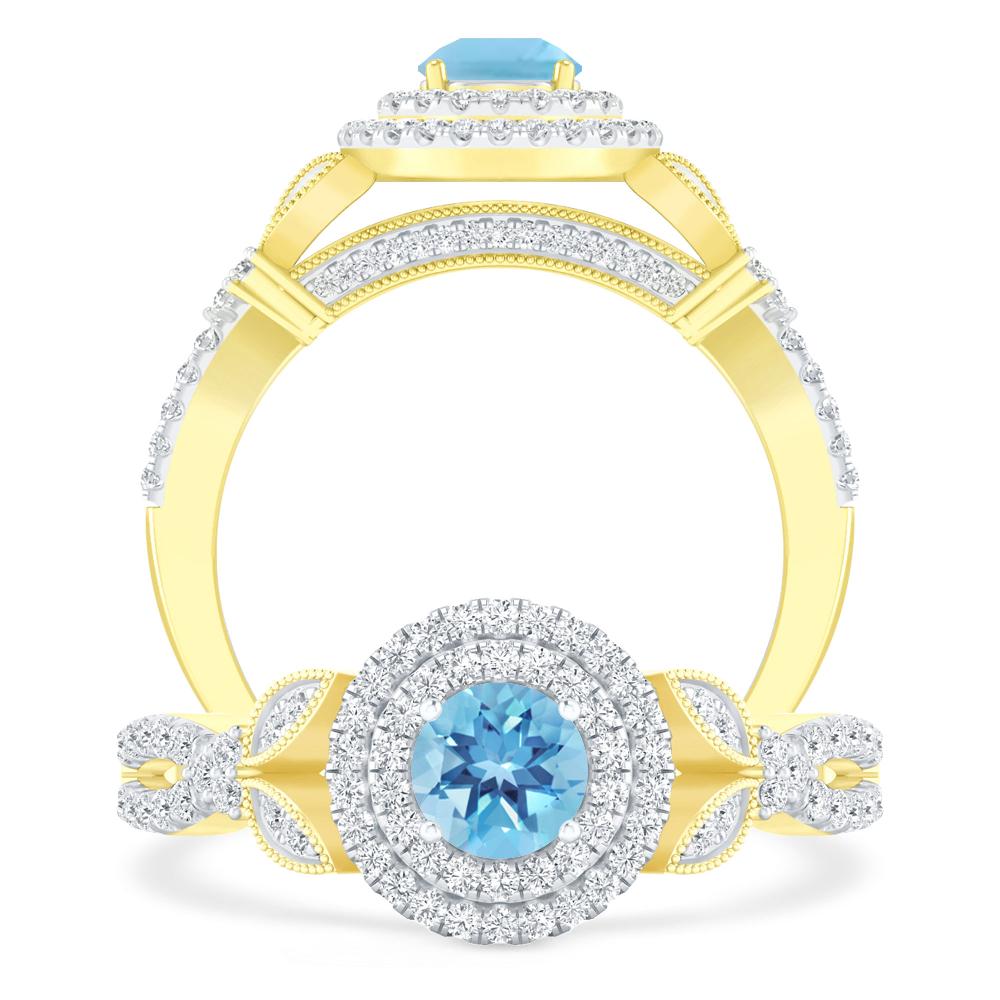 Yellow Gold - Blue Topaz