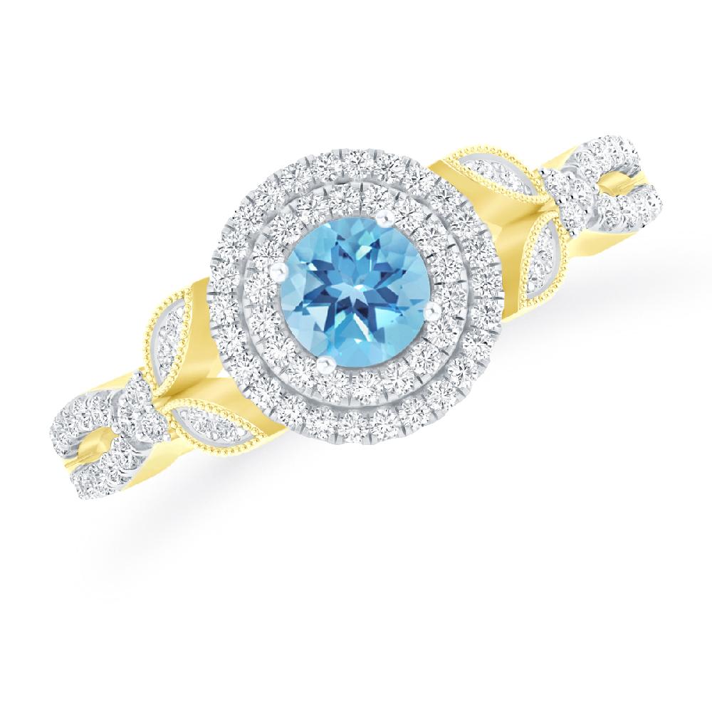 Yellow Gold - Blue Topaz