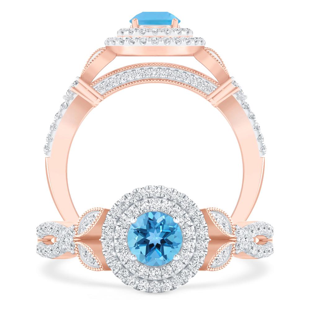 Rose Gold - Blue Topaz