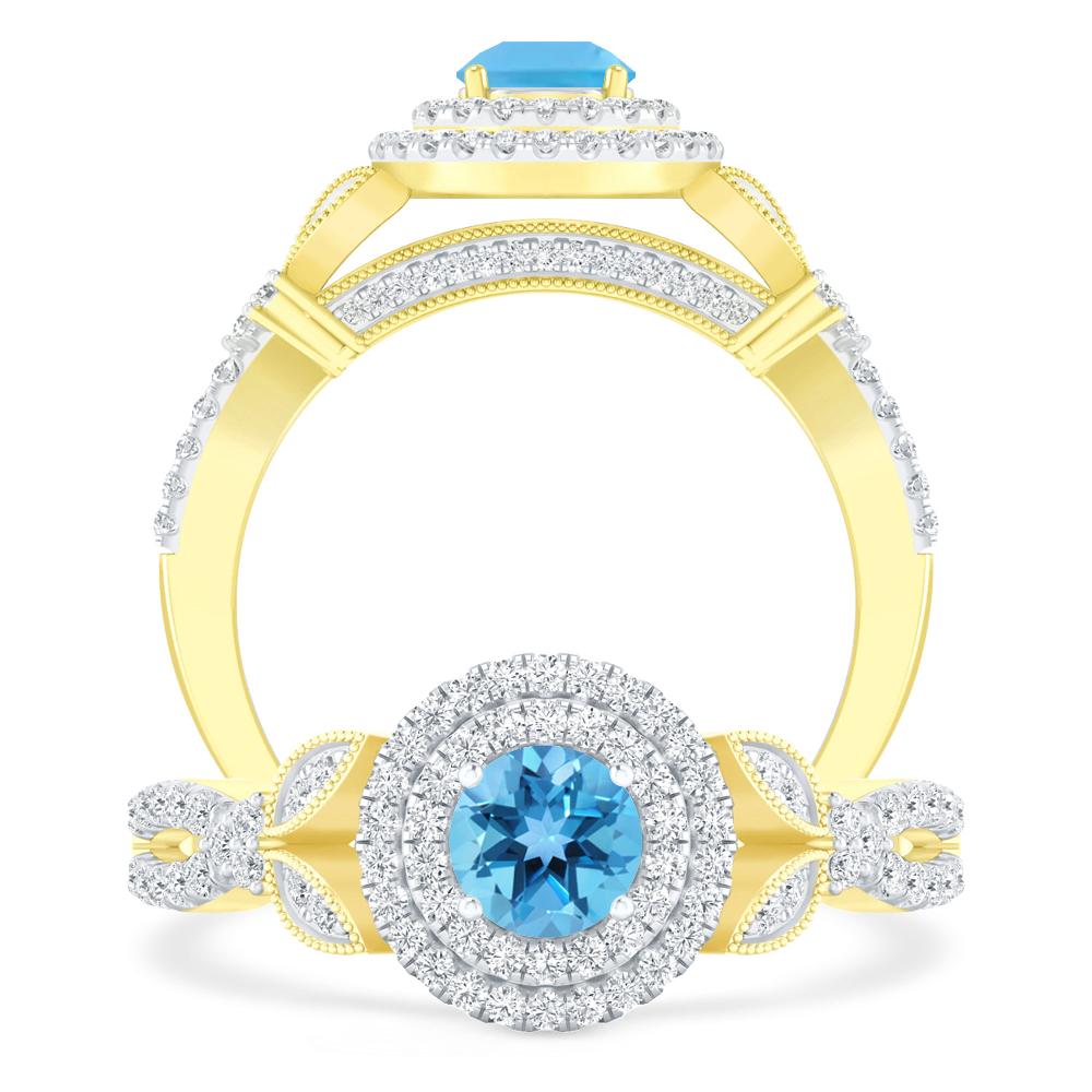 Yellow Gold - Blue Topaz