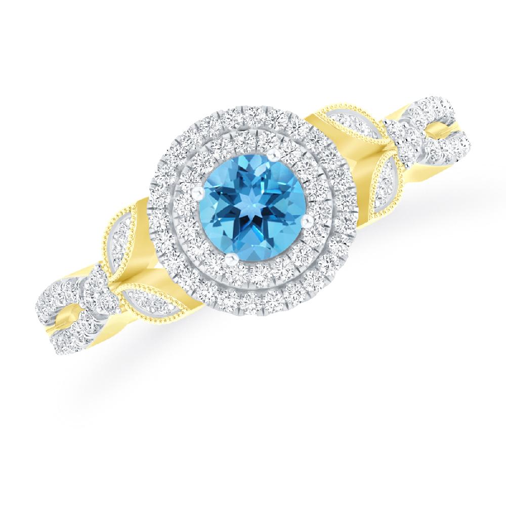 Yellow Gold - Blue Topaz