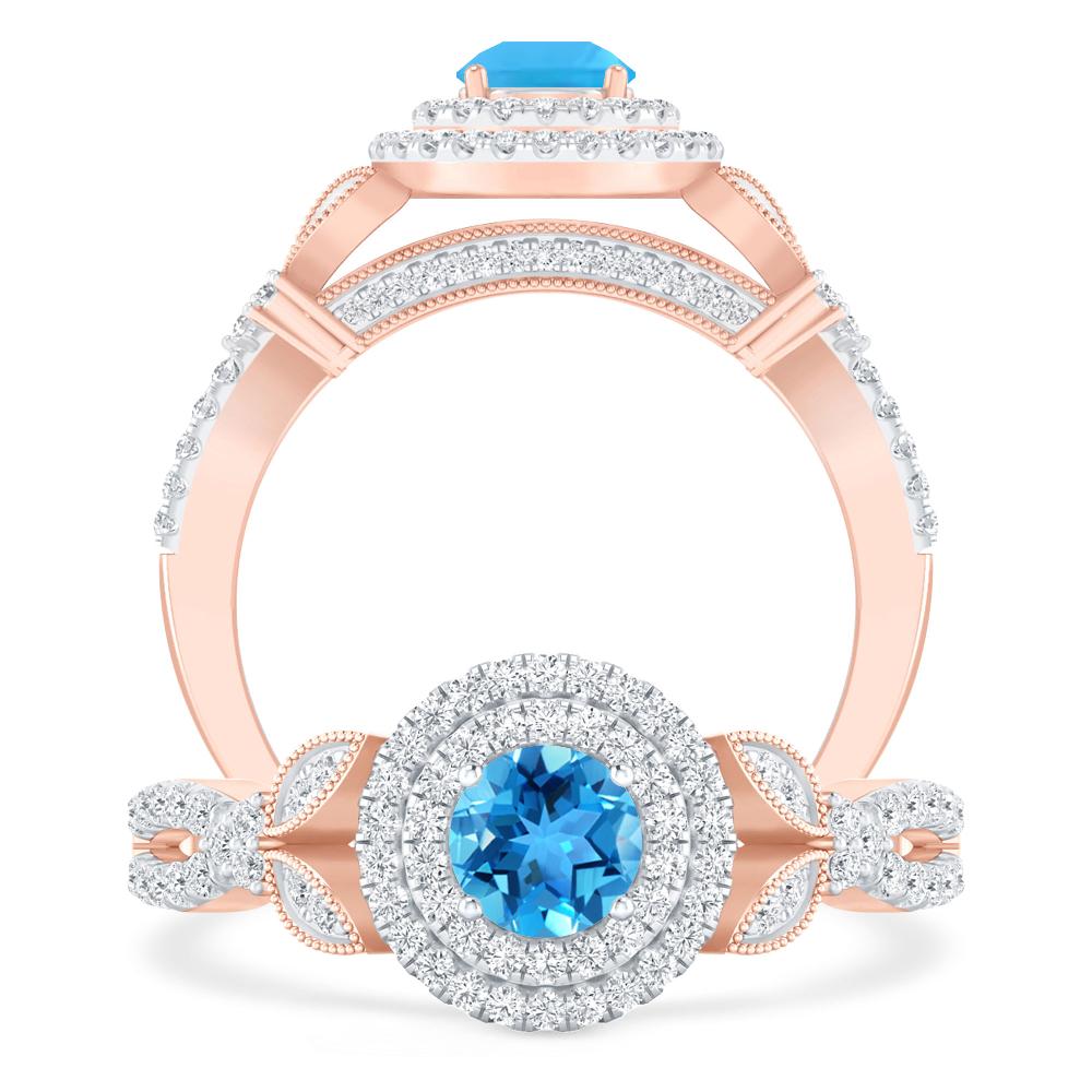 Rose Gold - Blue Topaz