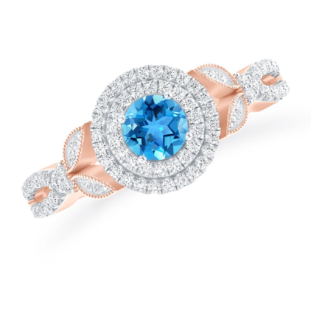 Rose Gold - Blue Topaz