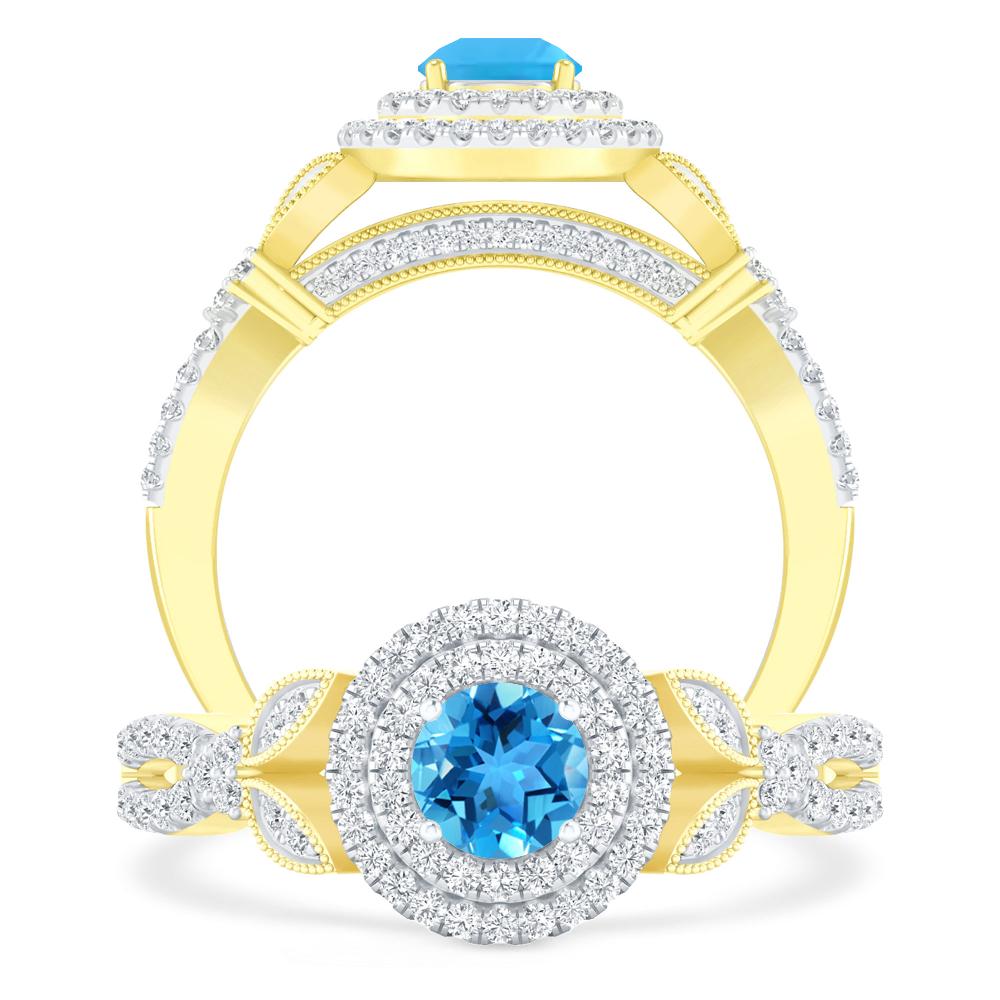 Yellow Gold - Blue Topaz