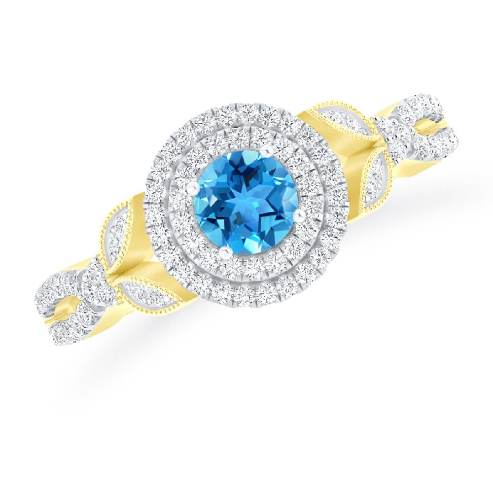 Yellow Gold - Blue Topaz