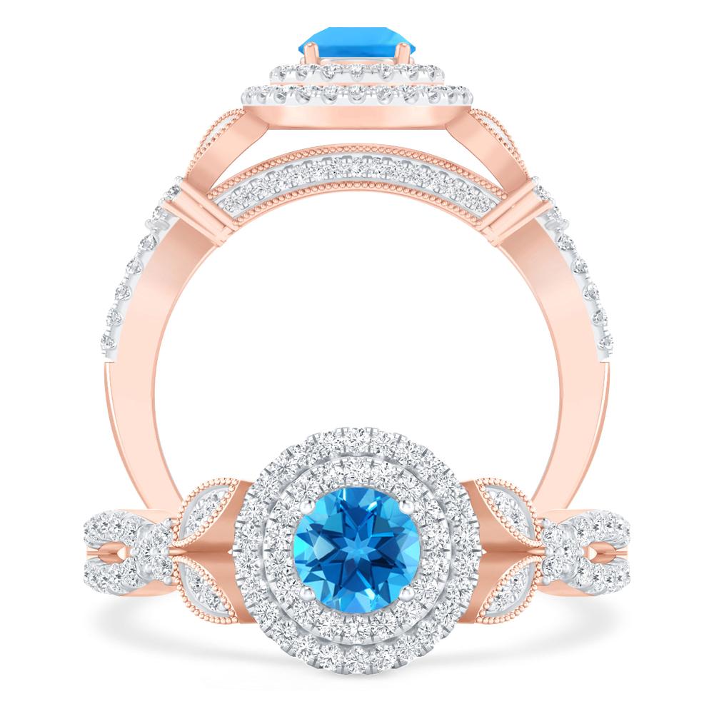 Rose Gold - Blue Topaz