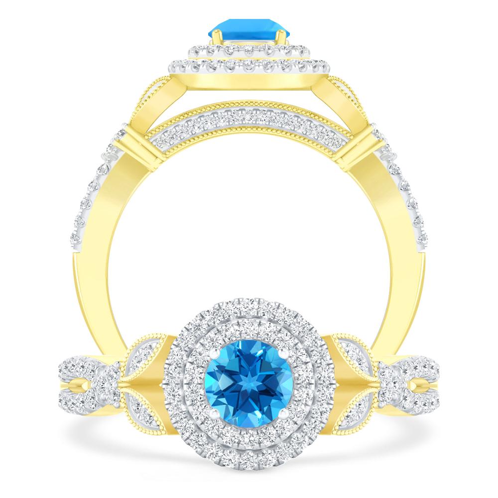 Yellow Gold - Blue Topaz