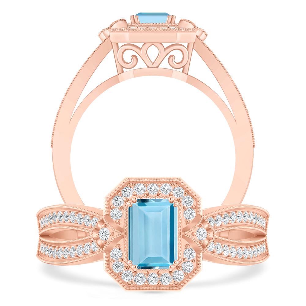 Rose Gold - Aquamarine