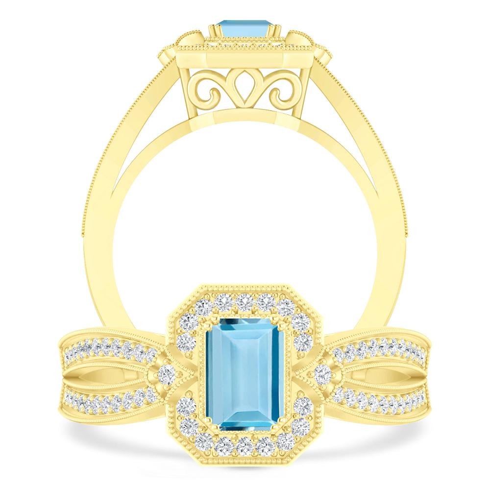 Yellow Gold - Aquamarine