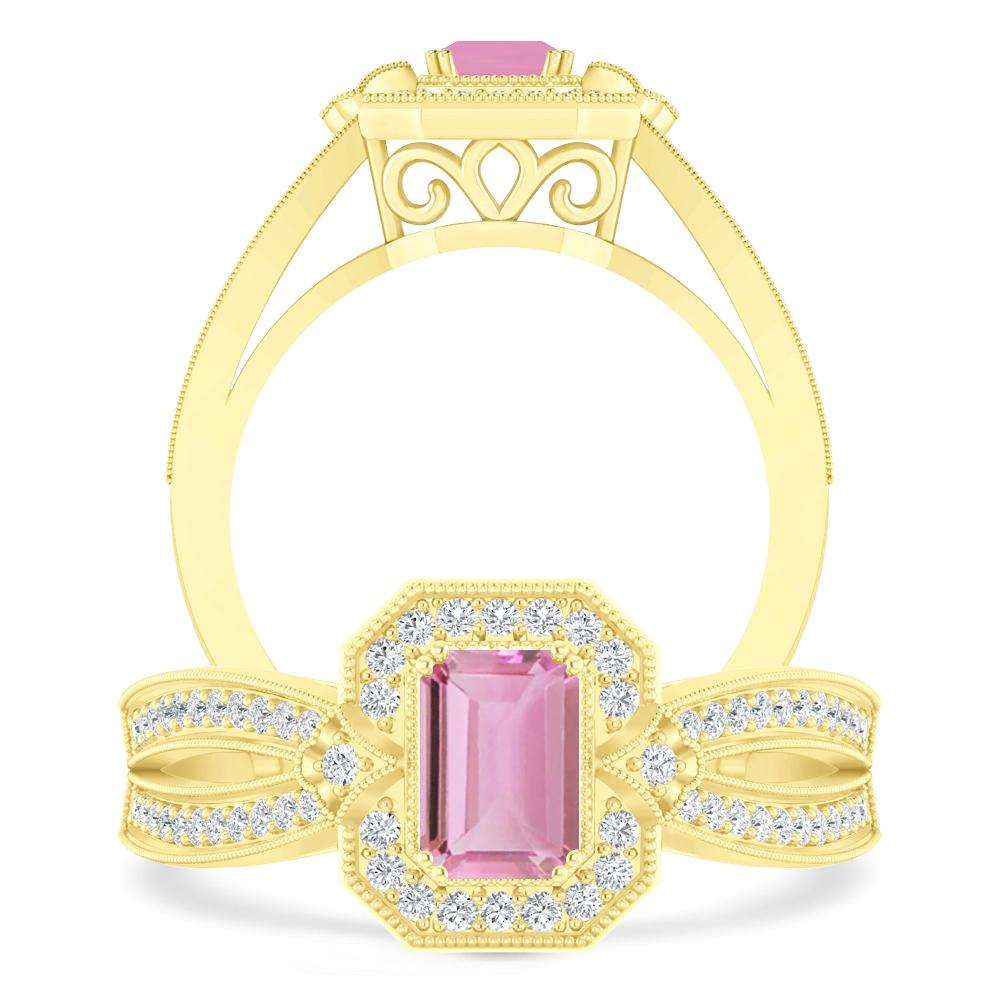 Yellow Gold - Pink Tourmaline