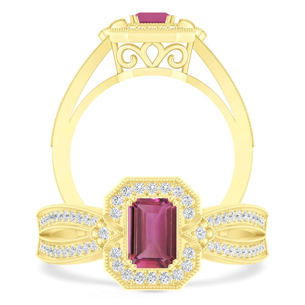 Yellow Gold - Pink Tourmaline