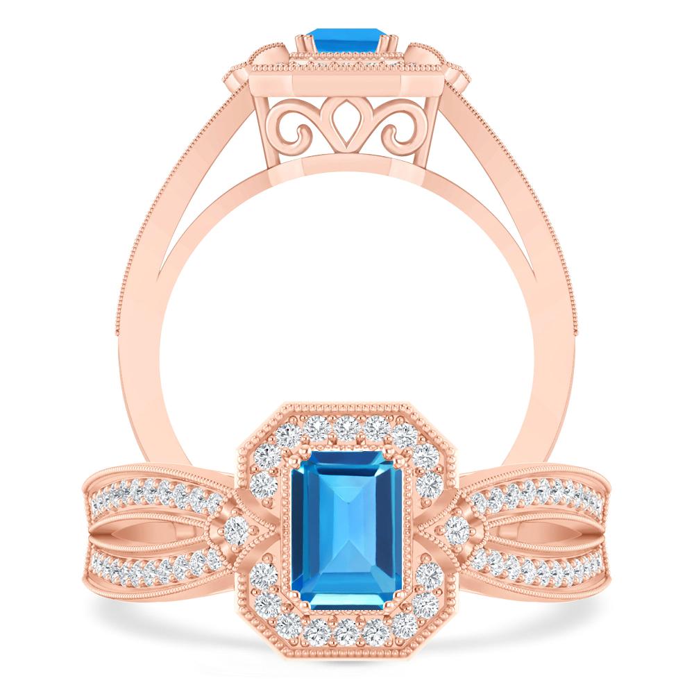 Rose Gold - Blue Topaz