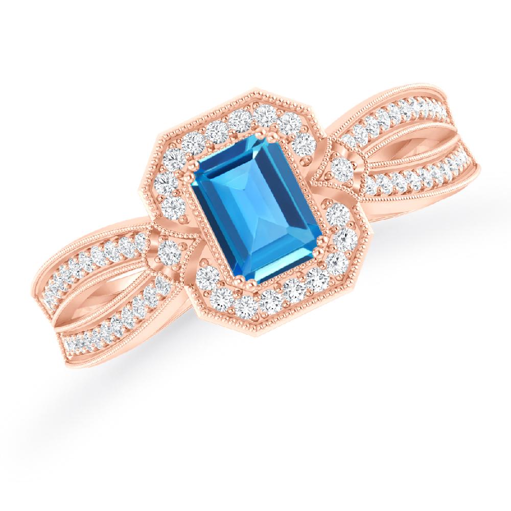 Rose Gold - Blue Topaz