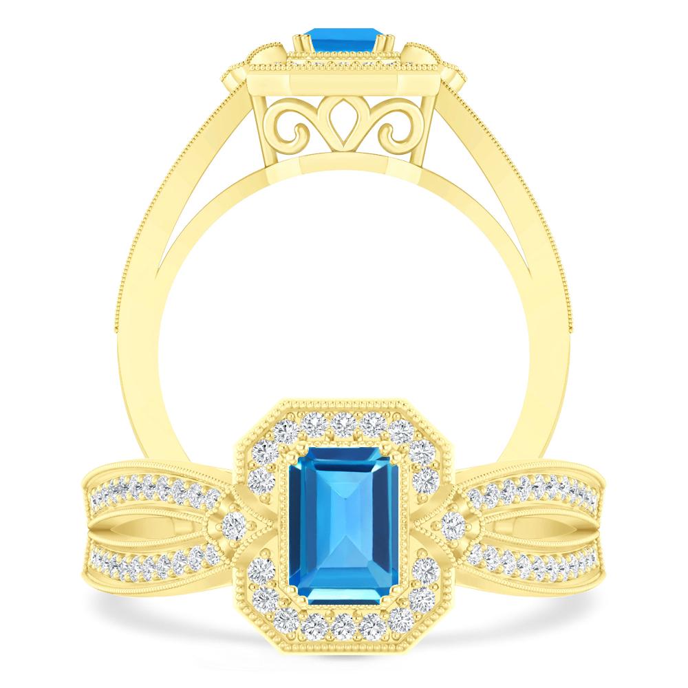 Yellow Gold - Blue Topaz