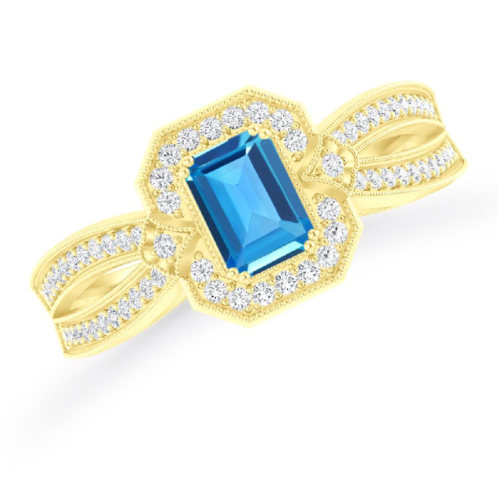 Yellow Gold - Blue Topaz