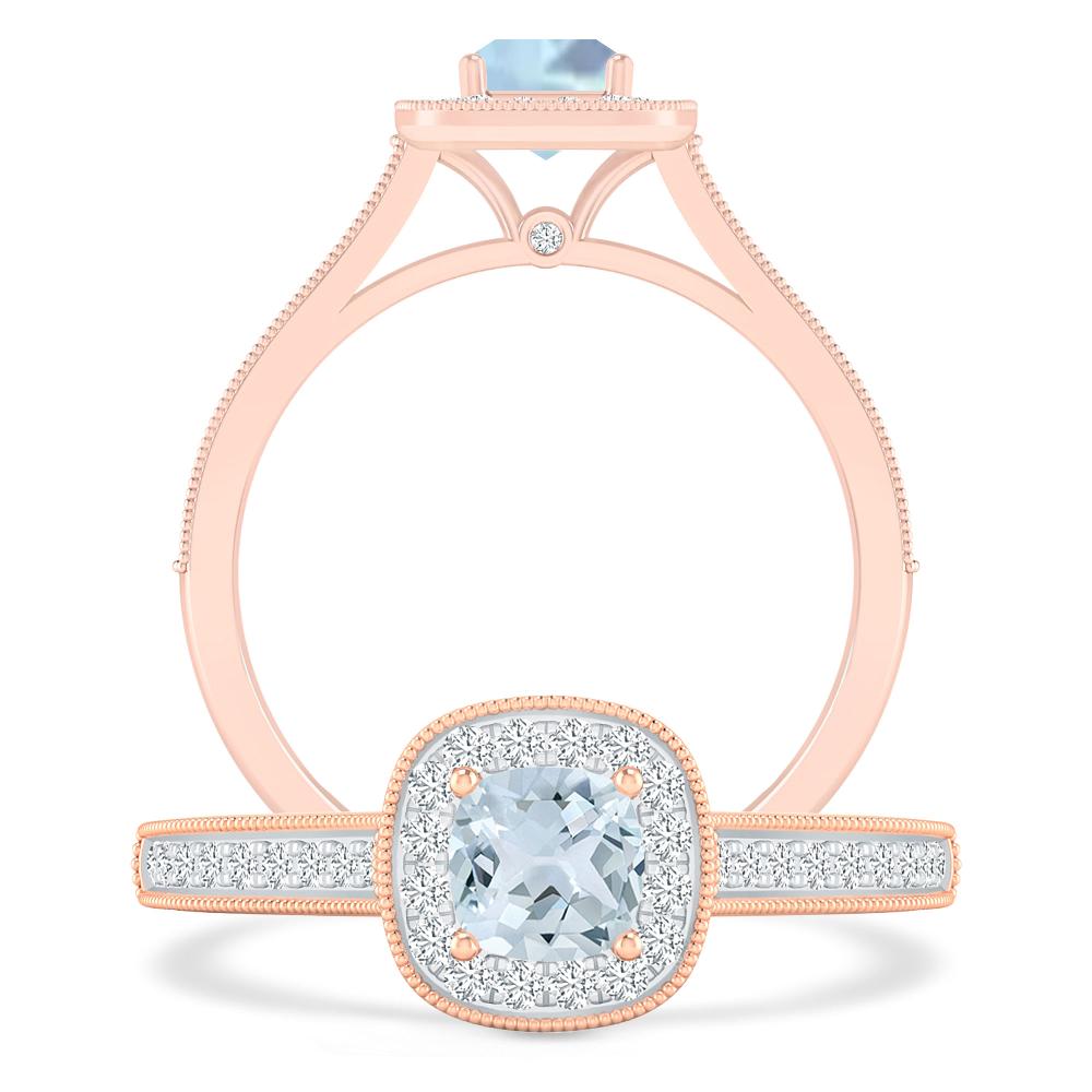 Rose Gold - Aquamarine