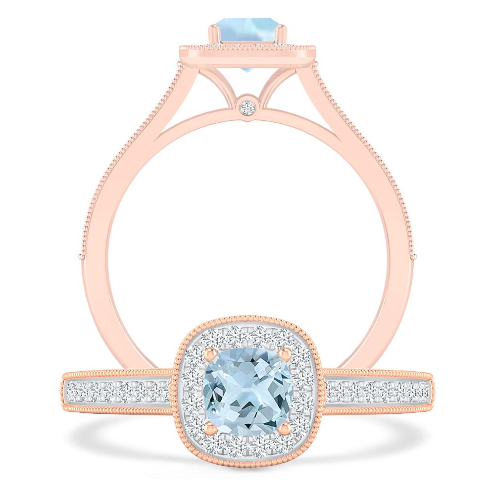 Rose Gold - Aquamarine