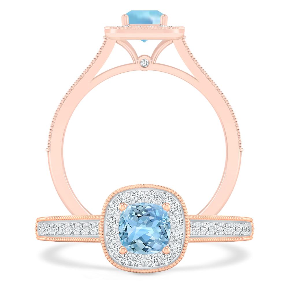 Rose Gold - Aquamarine