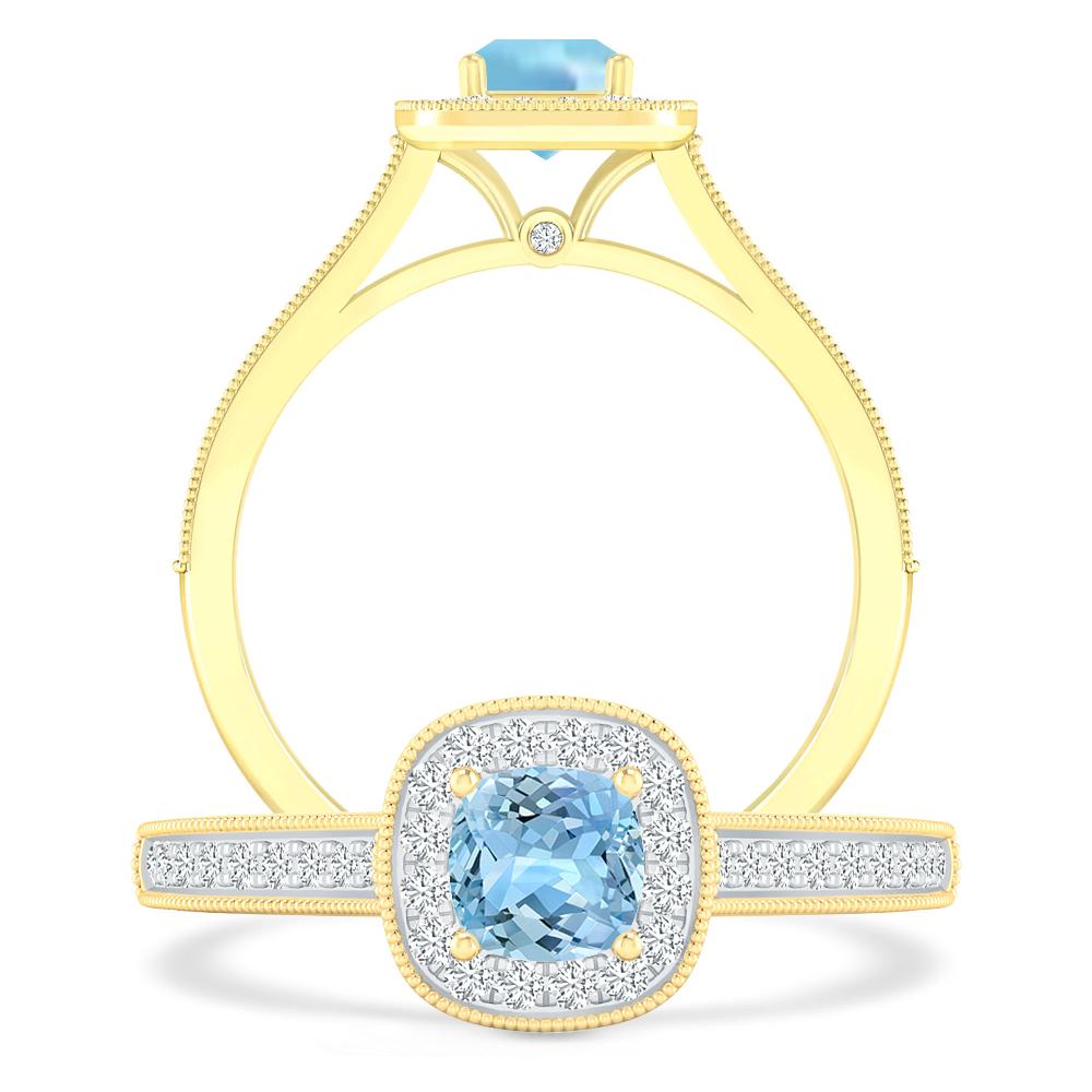 Yellow Gold - Aquamarine