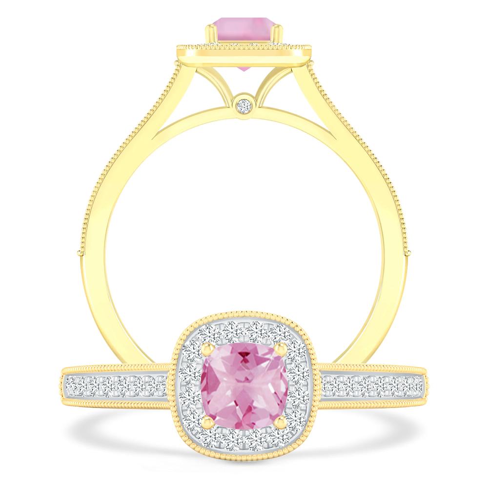 Yellow Gold - Pink Tourmaline