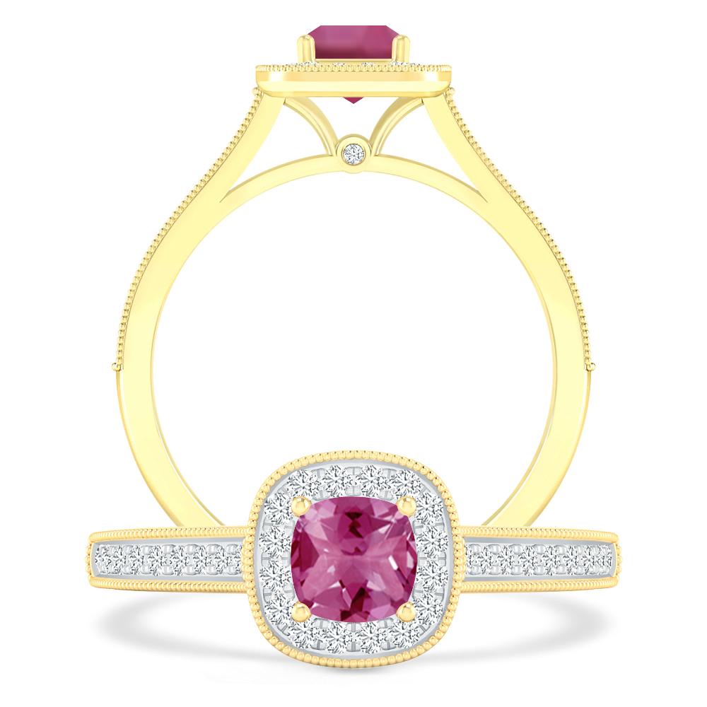 Yellow Gold - Pink Tourmaline