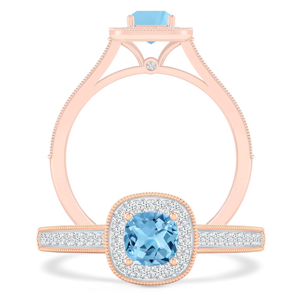 Rose Gold - Blue Topaz