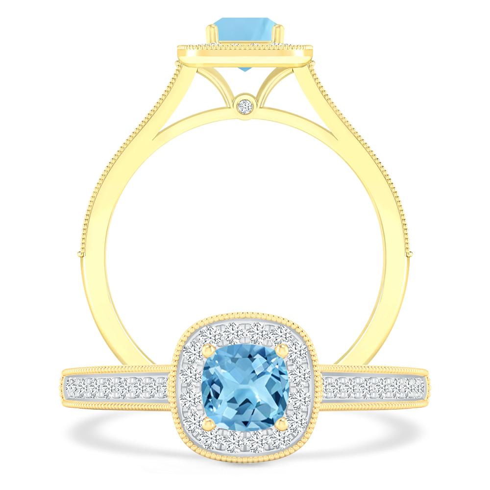 Yellow Gold - Blue Topaz