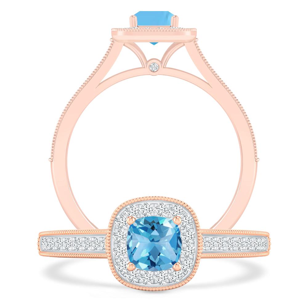 Rose Gold - Blue Topaz