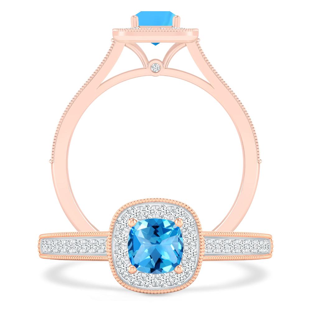 Rose Gold - Blue Topaz